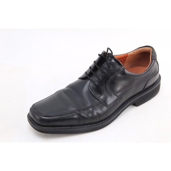Ecco Seattle Apron Toe Men'sBlack Leather Lace Up Dress Shoes Sz